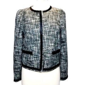 Maurices Y2K Black Tweed Front Snap Closure Cropped Jacket